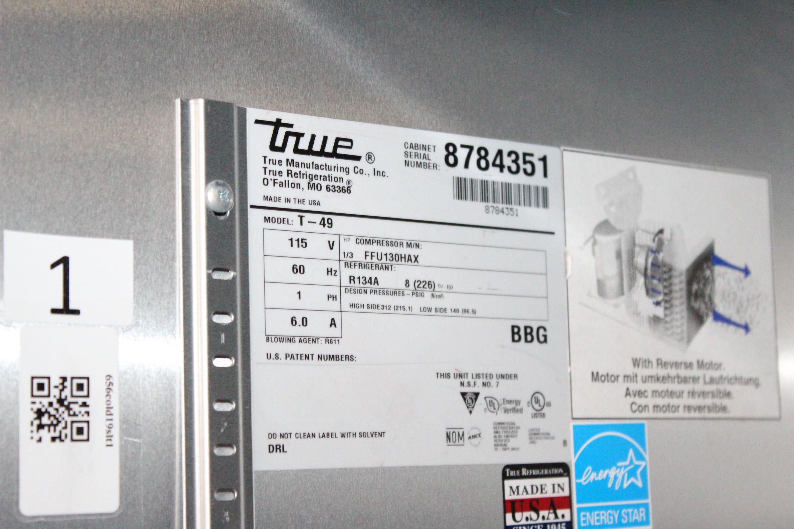 True T-49 Two Door Stainless Refrigerator