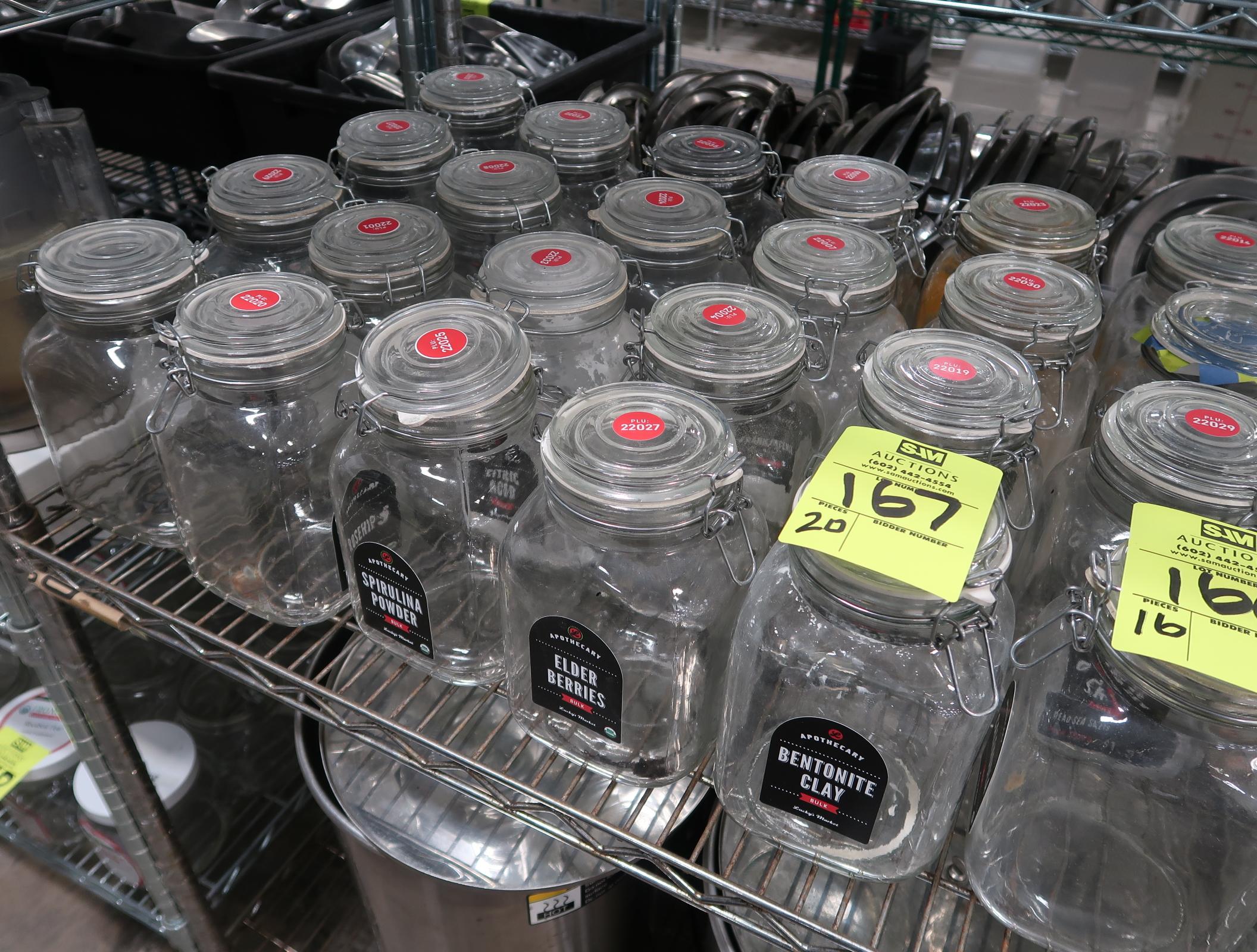 glass dry storage jars w/ lids