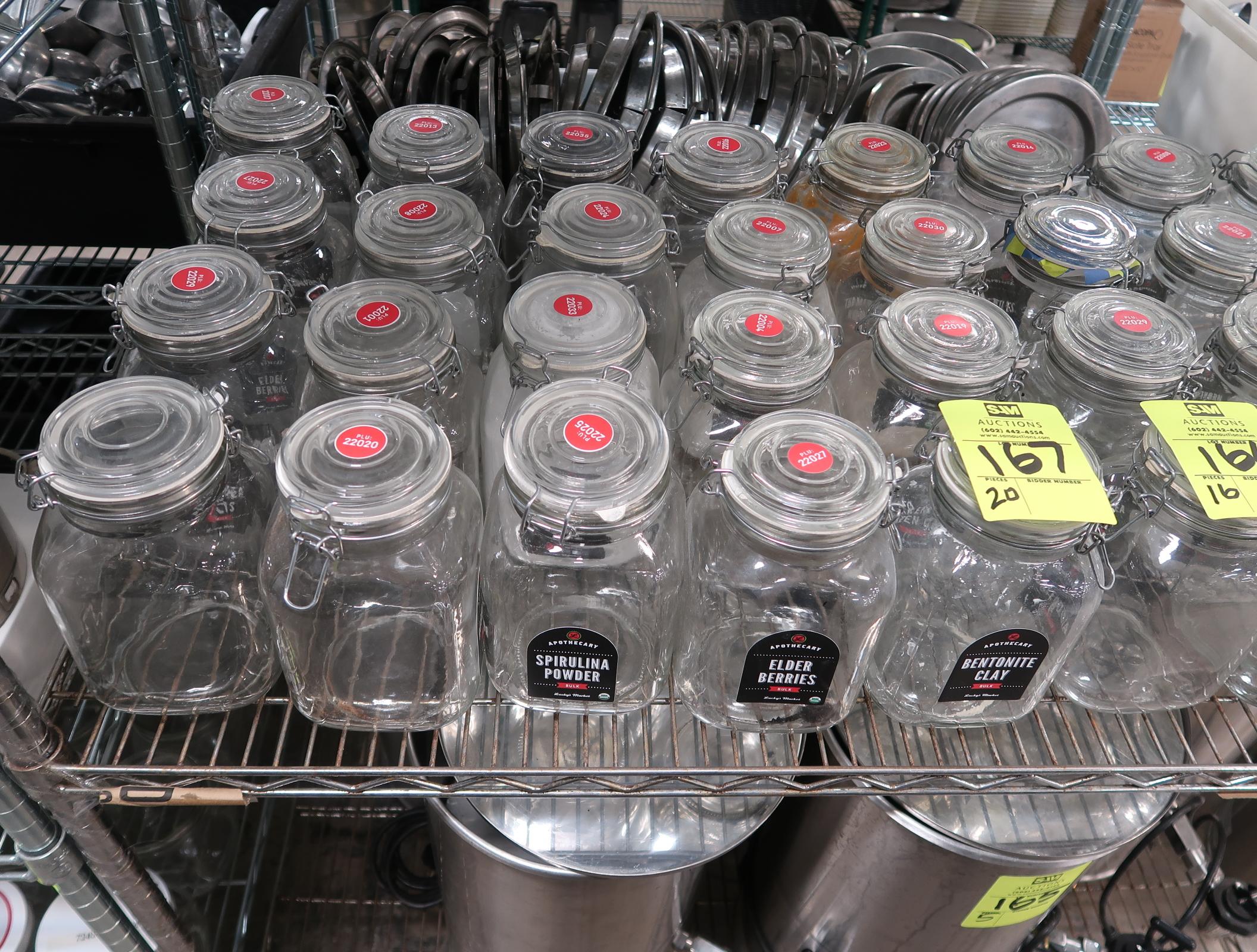 glass dry storage jars w/ lids