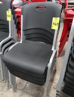 stackable chairs, metal frames w/ plastic seats