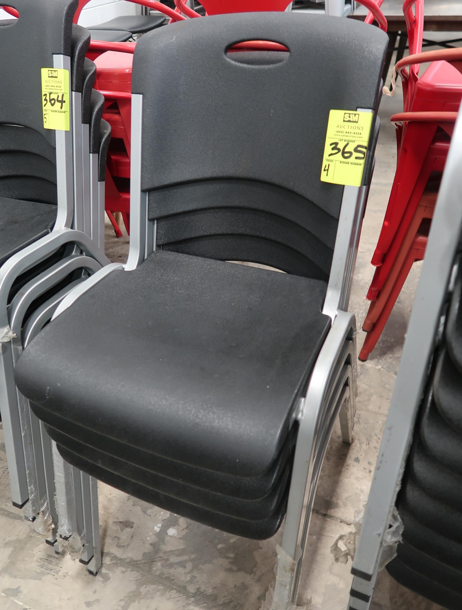 stackable chairs, metal frames w/ plastic seats