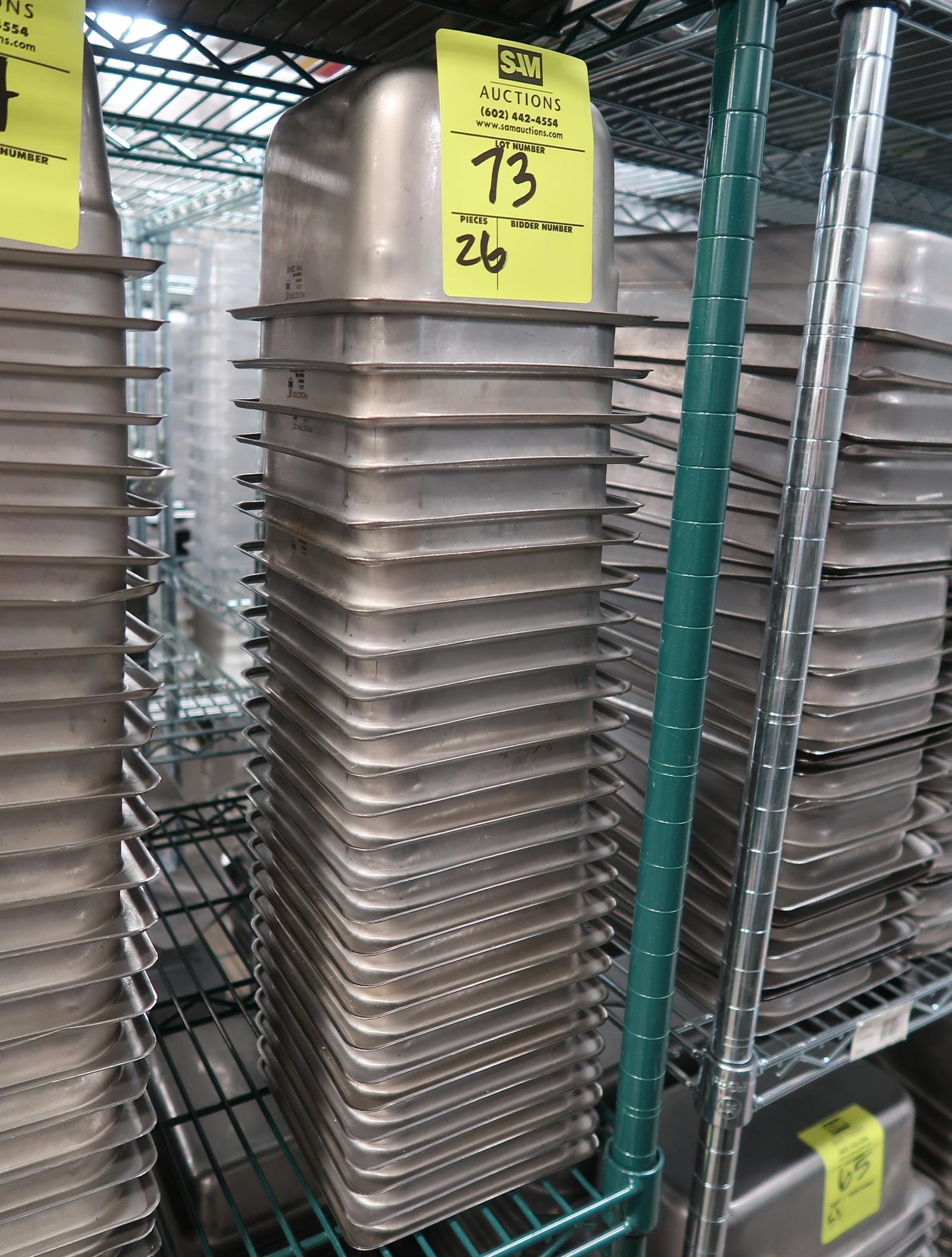 stainless pans, 1/6 size x 4"d