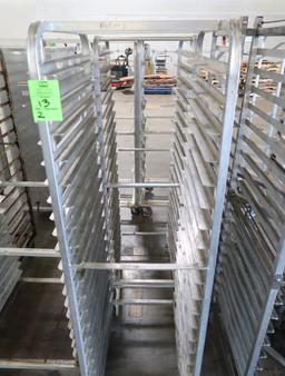 aluminum tray racks, on casters