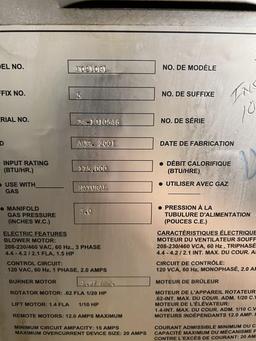 2001 Hobart Nat Gas Rack Oven