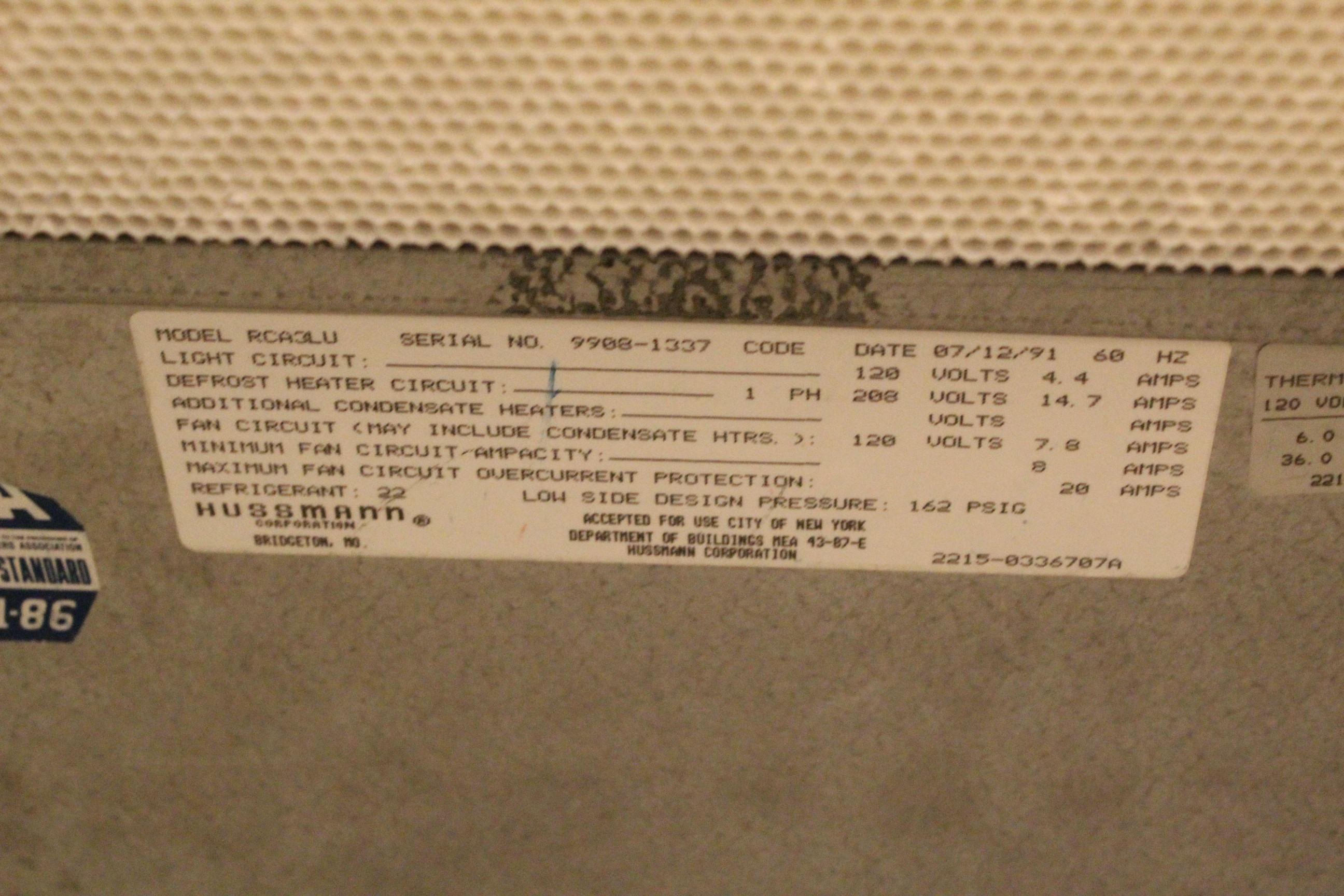 1991 Hussmann 3 Door Low Temp Case