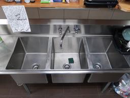 3-compartment sink w/ L & R drainboards