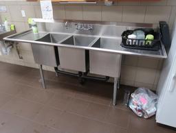 3-compartment sink w/ L & R drainboards