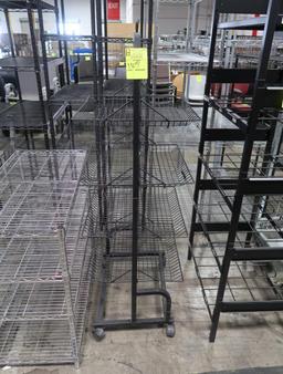 merchandising rack w/ hanging shelves