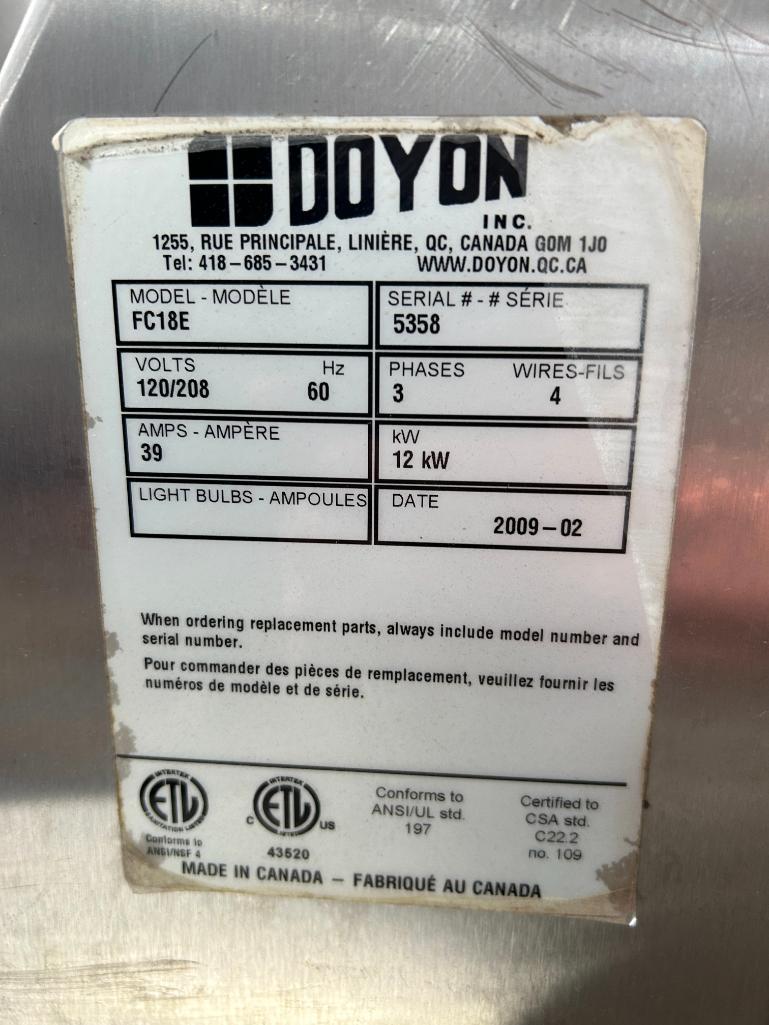 2009 Doyon Double Stack Electric Pizza Oven