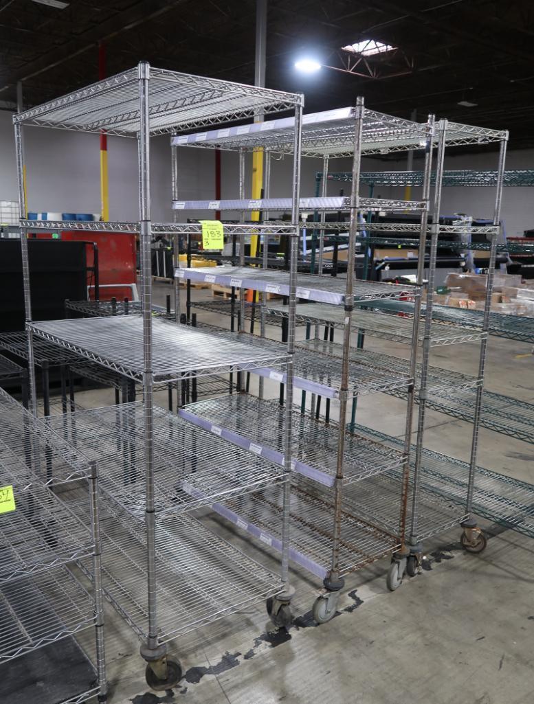 wire shelving units, on casters