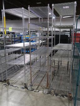 wire shelving units, on casters