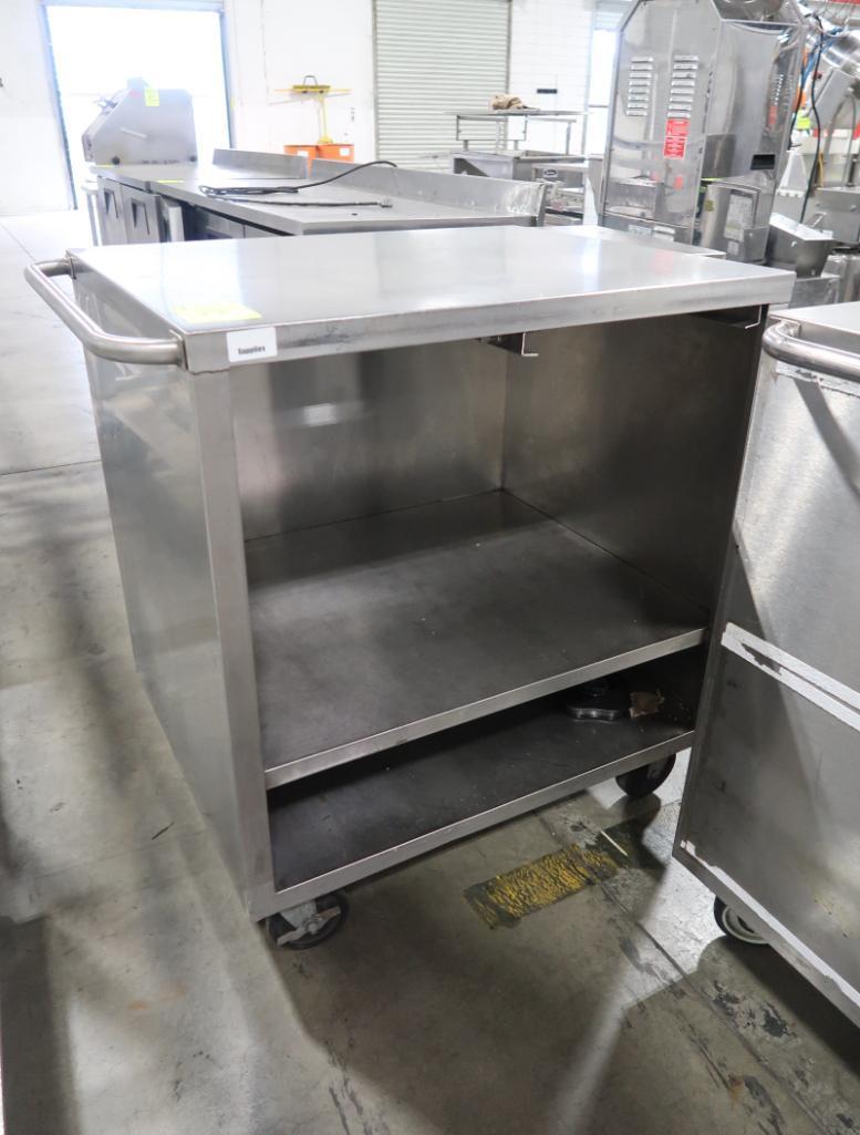stainless demo cart w/ slot for pull-out cutting board