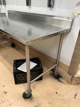 John Boos 6ft Stainless Steel Table On Casters W/ Backsplash