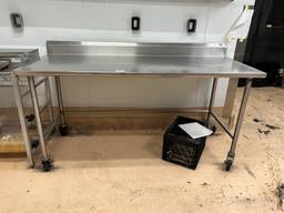 John Boos 6ft Stainless Steel Table On Casters W/ Backsplash