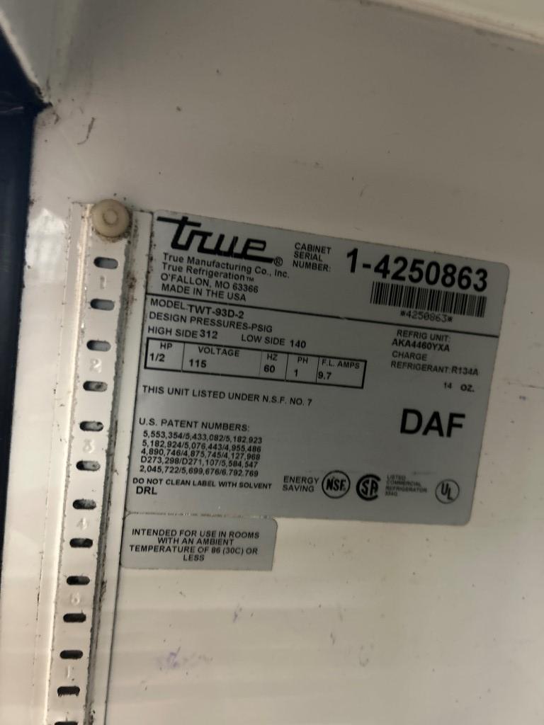 True 93in Worktop Refrigerator