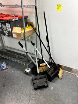 Group of Brooms and Dust Bins