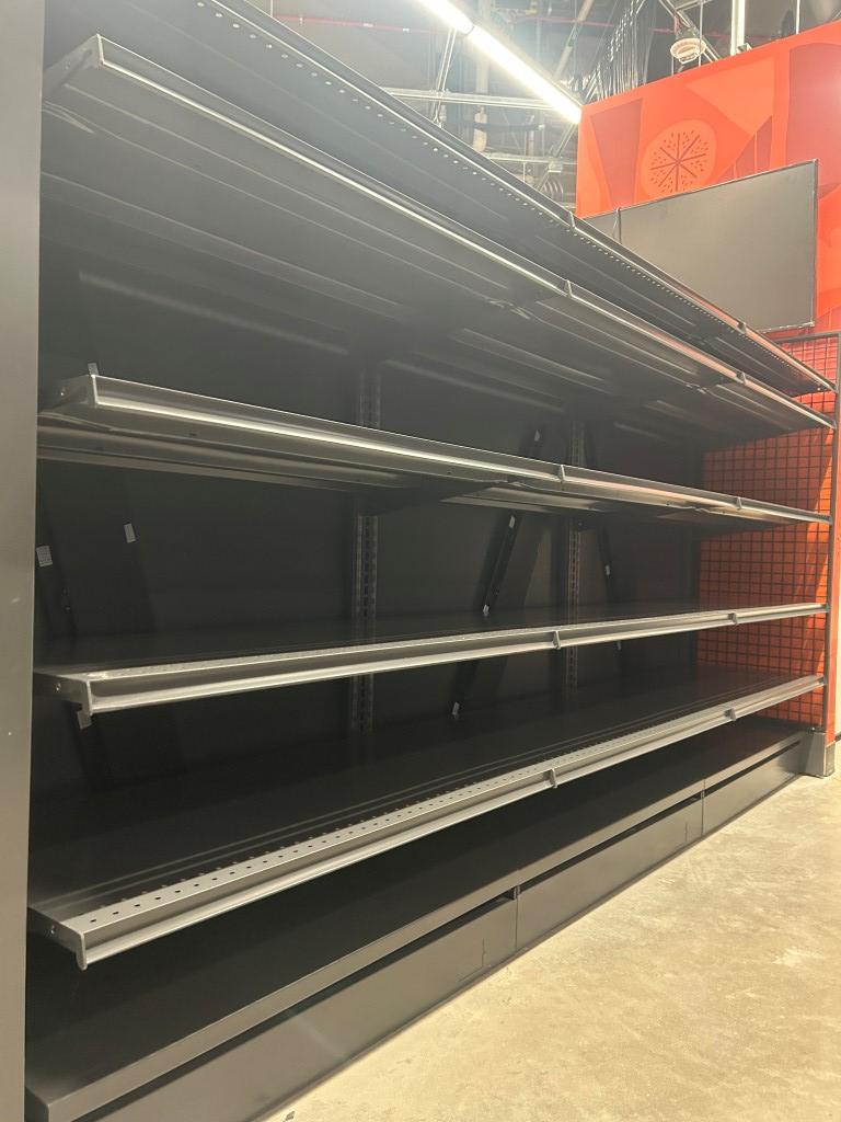 9ft of Lozier Gondola Shelving W/ 3ft End Cap