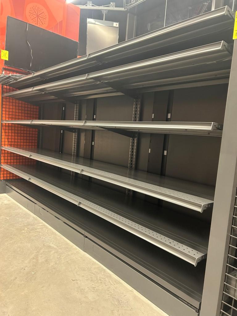 9ft of Lozier Gondola Shelving W/ 3ft End Cap