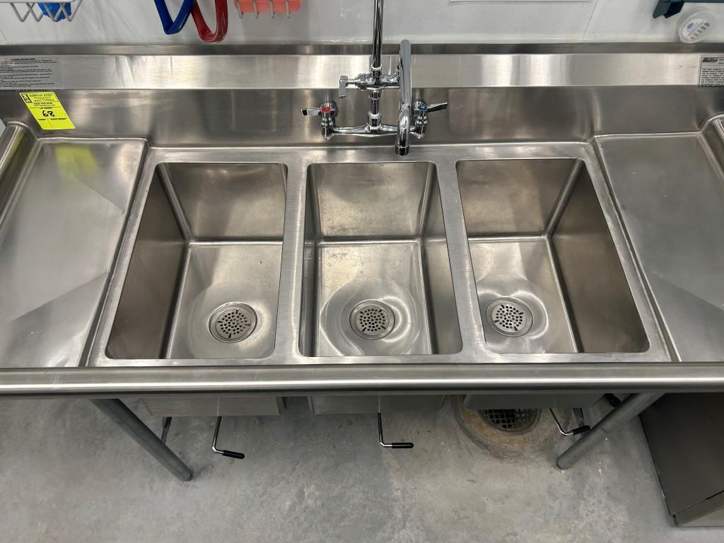 Eagle Stainless Steel Three Compartment Sink W/ Sprayer