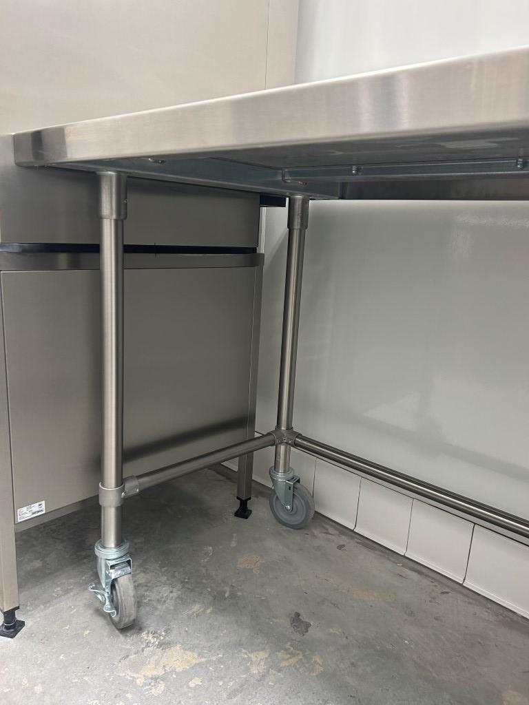FS Fab Co 4ft Stainless Steel Table On Casters