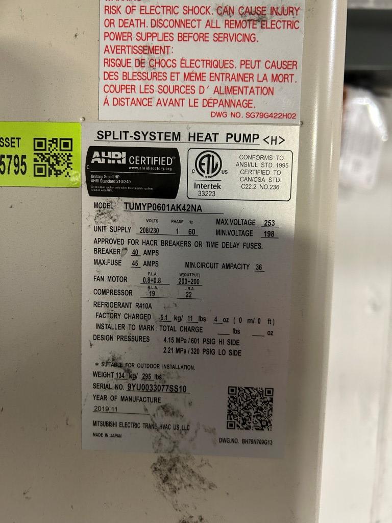 Mitsubishi/Trane HVAC Unit W/ Split-System Heat Pump