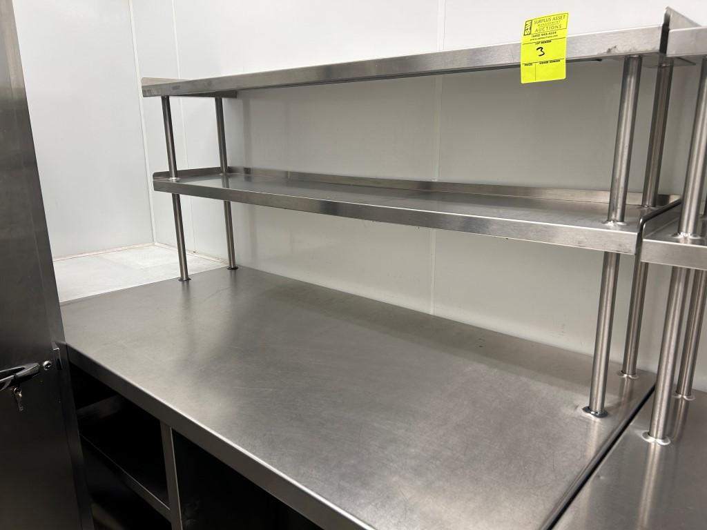 FS Fab Co 5ft Stainless Steel Table On Casters W/ Storage And Overshelf