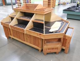 wooden produce island merchandiser