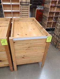 wooden merchandising bin