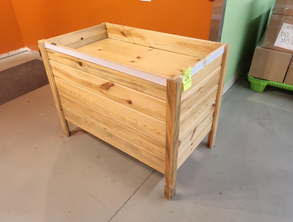 wooden merchandising bin