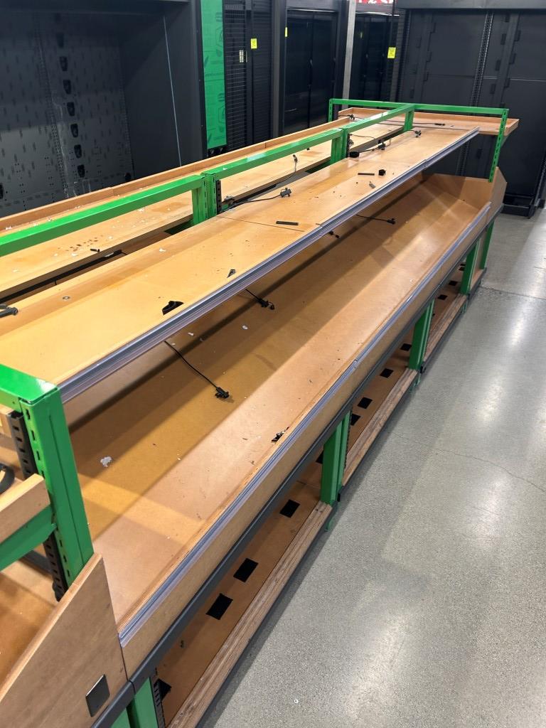 8ft Run Of Dry Produce Merchandisers W/ 2 4ft End Caps