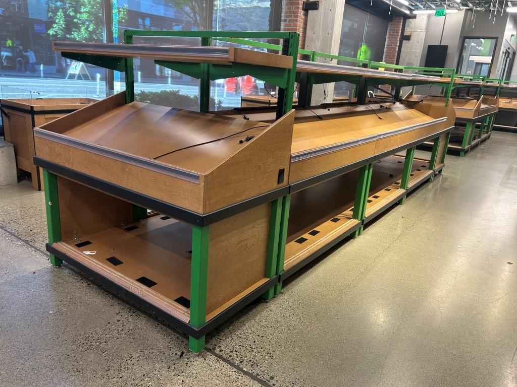 8ft Run Of Dry Produce Merchandisers W/ 2 4ft End Caps