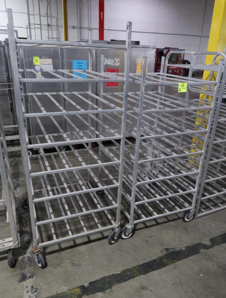 aluminum tub/tray racks, on casters