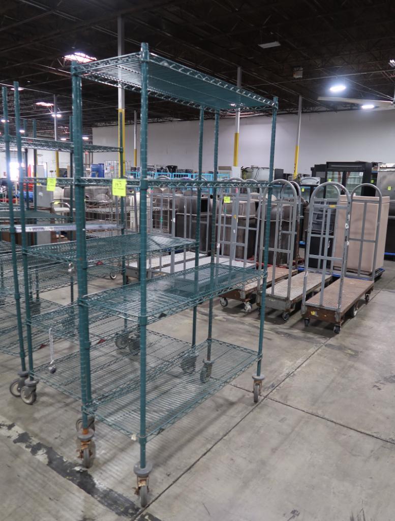 wire shelving unit, epoxy coated, on casters