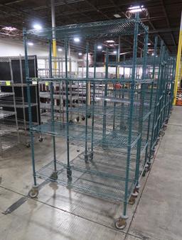 wire shelving unit, epoxy coated, on casters