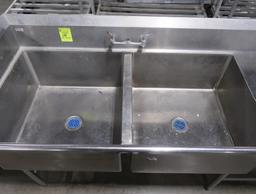 2-compartment sink w/ R drainboard, back & L side splash
