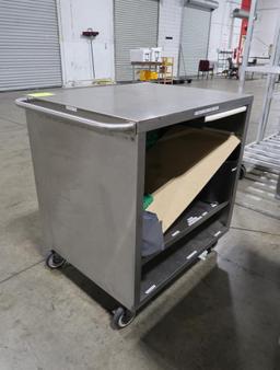 stainless demo cart w/ pull-out cutting board