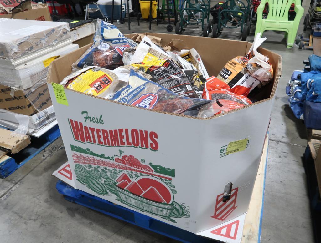 crate of hardwood grilling pellets