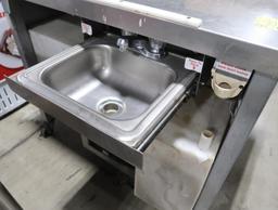 demo table w/ hand sink, reservoir, & sump