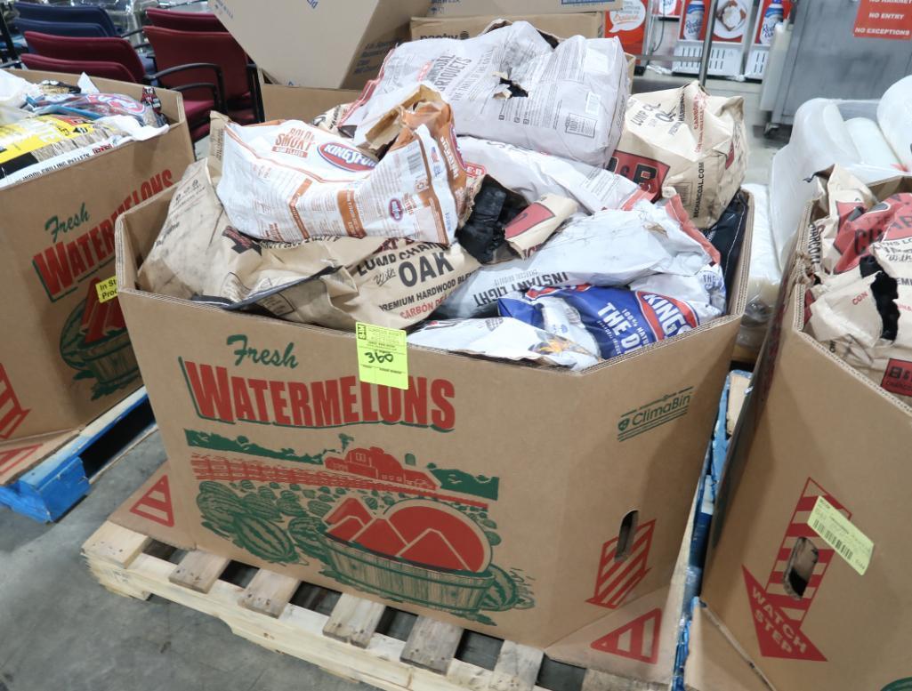 crate of charcoal & briquets