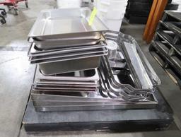 pallet of stainless pans & chafing dishes