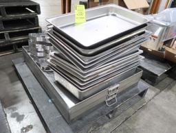 pallet of stainless pans & chafing dishes