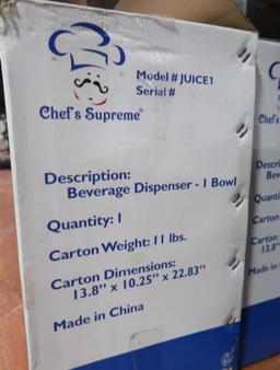 Chef's Supreme beverage dispensers, new in boxes