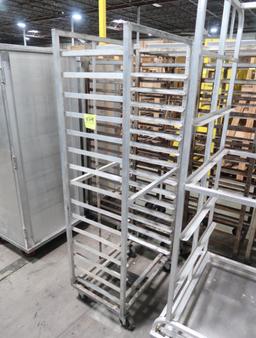 sheet pan rack, side load, on casters