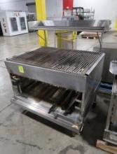 10-burner charbroiller, on casters, w/ overshelf