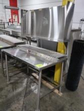stainless table w/ roller conveyor & overshelf