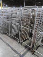 aluminum sheet pan racks, side load, on casters