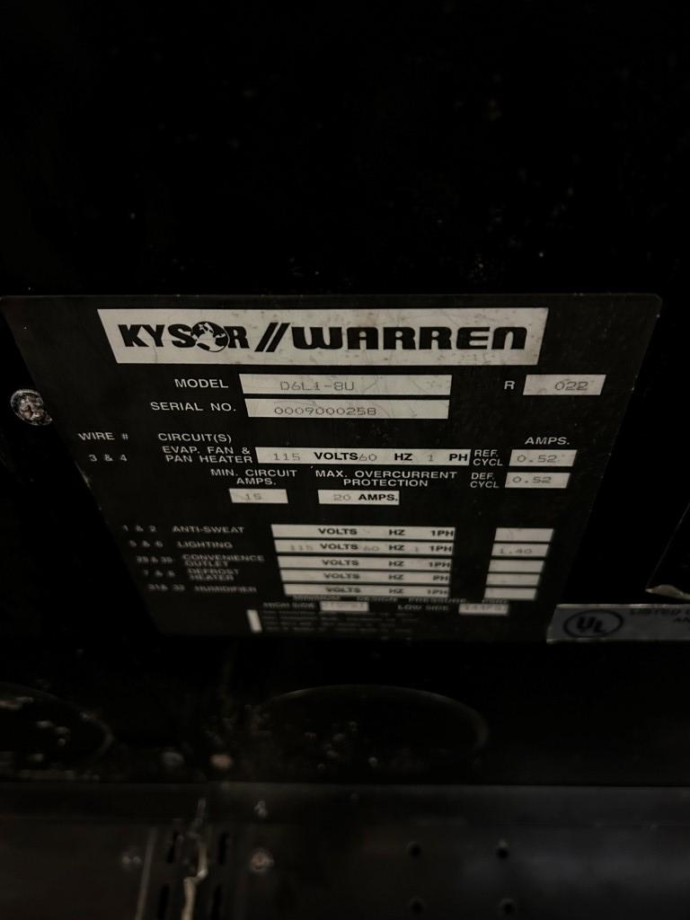 26ft Run Of 2000 Kysor Warren Multideck Cases W/ Med Temp Doors