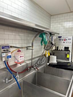 Stainless Steel 3 Comp Sink with attached hand sink