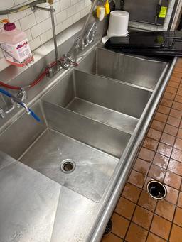 Stainless Steel 3 Comp Sink with attached hand sink