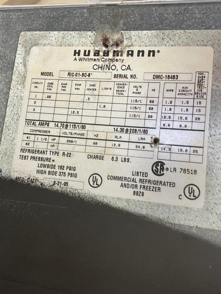 1995 HUSSMANN SELF CONTAINED 8FT ISLAND CASE
